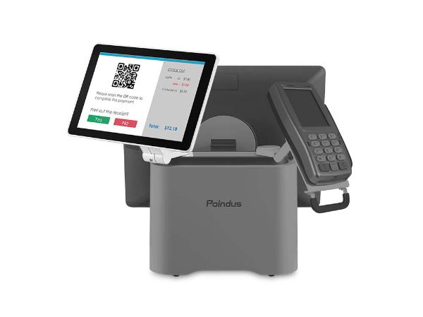 Poindus 2nd Display for VariPOS 240 / 250 series 10.1", Double Hinge, with One hole white colour I/O cover, W/packing Ass'y.