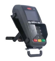 Poindus Pin Pad Holder; plastic hinge; Ingenico ICT220 / 250. Used to mount on 38mm base poles or arms with notch. Color: Jet black