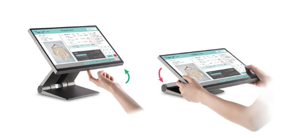 Poindus VariPOS 256A Dual Hinge Stand (PE22, i3-8145UE), Sliver Colour, PCT, 8G RAM, 128G SSD, Base w/Poindus Logo, Win10 IoT 2021 LTSC Value, 64 Bit, UK. [3Yr RTB Warranty]