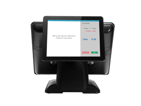 Poindus 2nd Display for VariPOS 750 / 850 / 715S / 815S  10.4", face downward, Black + Hinge Base Black, W/O IO Cover